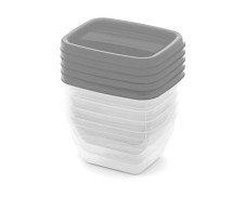 Set 5 kusů plastových boxů s víkem VEDO 0,25 L šedá